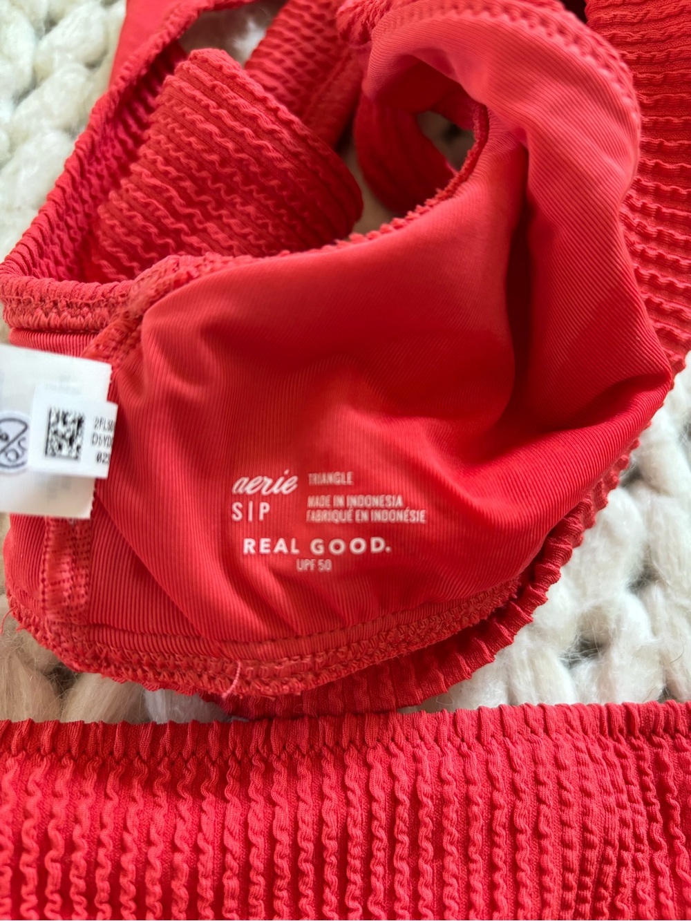 aerie Red Ribbed Triangle Bikini Set - Picture 3 of 4